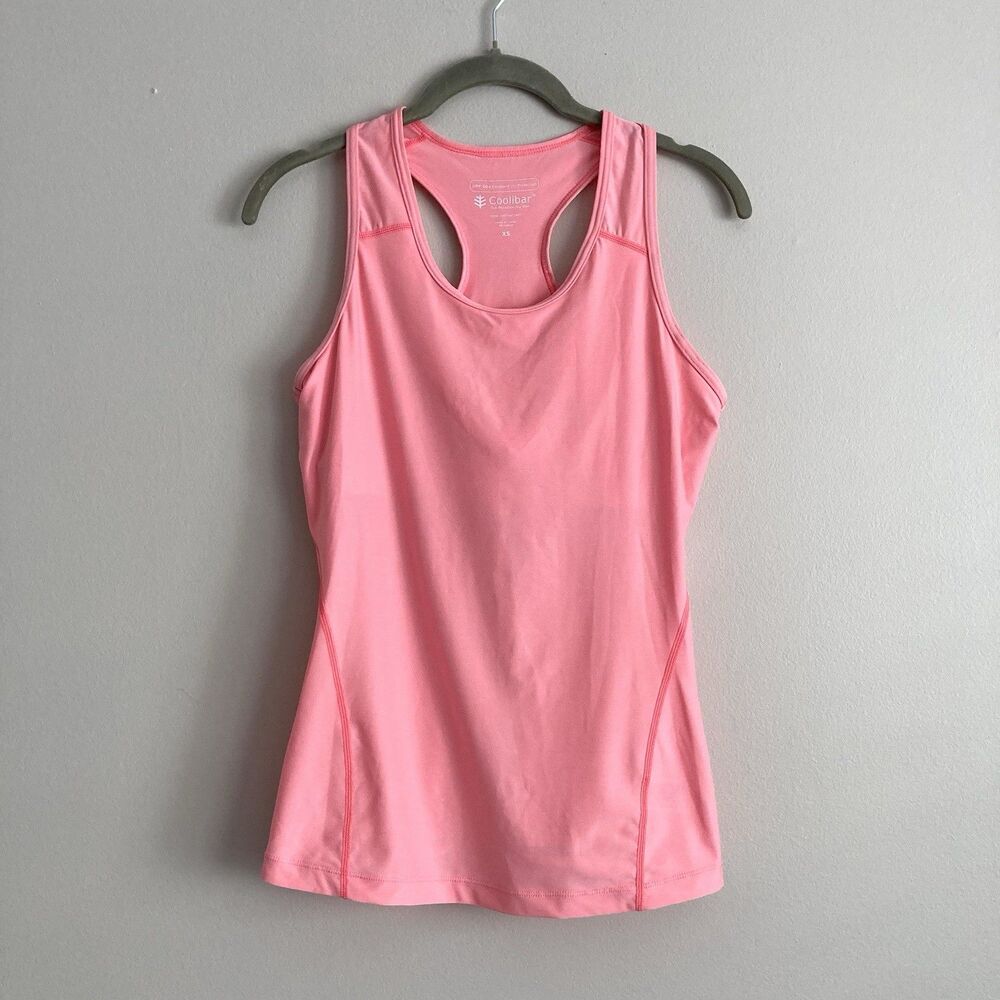 Coolibar Tank Top Womens XS Pink Built In Bra UPF 50 Sun Protection Athletic